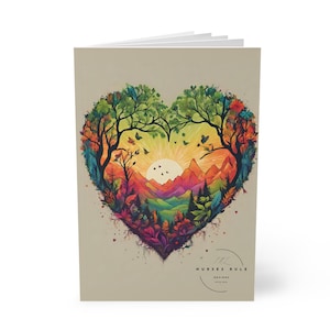 Notatnik w miękkiej oprawie Nature Heart, A5 - Spokojny wschód słońca, Kolorowe ptaki, Góry - Dziennik, pamiętnik, szkicownik, prezent dla miłośnika przyrody,