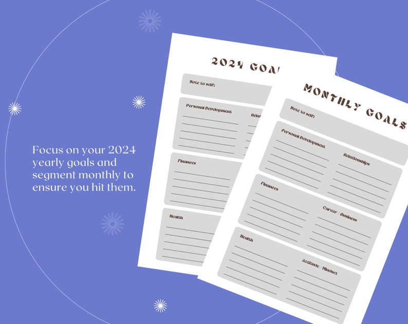 2024 Digitaler Kalender, 2024 Planer, 2024 Digitales Budget, 2024 Ziele, 2024 In's und Out's