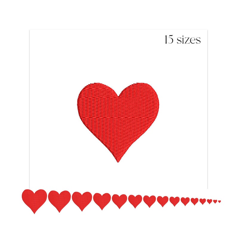 Heart embroidery design Mini heart machine embroidery file Valentines day Fill stitch embroidery pattern Small heart instant download image 1