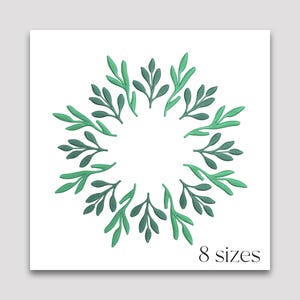 Leaf wreath machine embroidery design - Botanical frame embroidery file - Wedding foliage monogram wreath embroidery design - Elegant decor