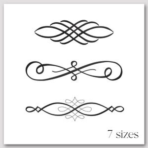 Elegant divider embroidery design set – Flourish machine embroidery file – Vintage scroll motif – Baroque swirl outline – 7 sizes