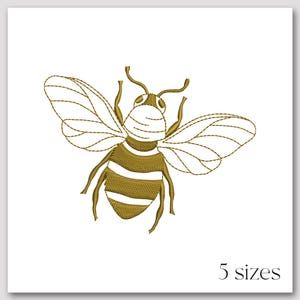 Bee embroidery design - Minimalist bee stitch file - Insect embroidery pattern - Digital bee motif - Machine embroidery file - 5 sizes
