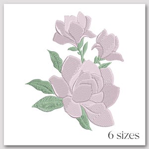 Magnolia flower embroidery design - Botanical machine embroidery file - Floral embroidery pattern - Romantic garden motif - 6 sizes