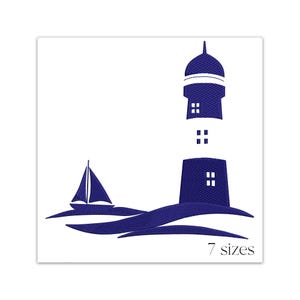 Lighthouse embroidery design - Nautical machine embroidery file - Marine pattern - 7 size - Digital instant download