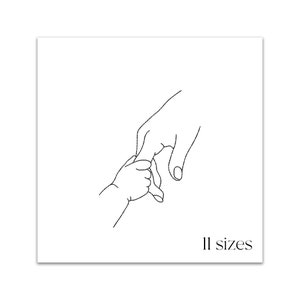 Mom and baby hands embroidery design - One line machine embroidery file - Holding hands embroidery pattern - Instant download
