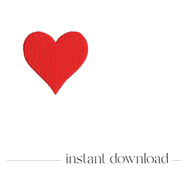 Heart embroidery design Mini heart machine embroidery file Valentines day Fill stitch embroidery pattern Small heart instant download image 3