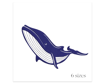 Whale embroidery design - Ocean whale machine embroidery file - Digital download - Instant file - DIY crafting whale artwork
