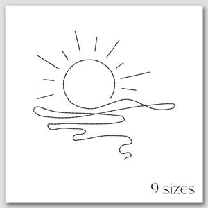Sonnen Stickdatei - Minimalistisches Stickmuster - Minimales Sonnenschein Muster - Stickmuster Sonne - Line Art Design