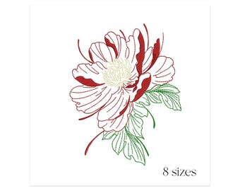 Flower embroidery design - Plant machine embroidery file - Digital file - 8 sizes - Instant download