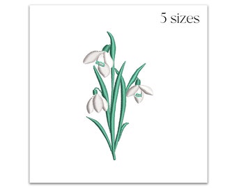 Snowdrops machine embroidery design - Spring flower file - Mini flower design - Botanical embroidery - Instant download - 5 sizes