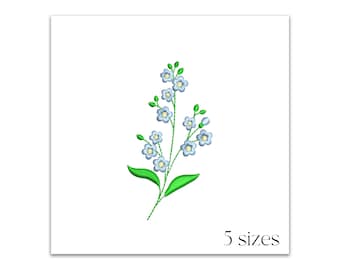 Forget me not flowers machine embroidery design - Botanical embroidery file - Meadow flowers pattern - Instant download - 5 sizes