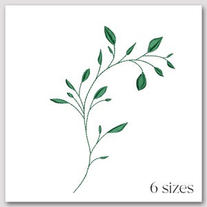 Twig machine embroidery design - Botanical embroidery file - Twig with leaves pattern - Various size design -  Instant download