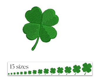 Four leaf clover embroidery design - Lucky leaf machine embroidery file - 15 sizes mini clover leaf - St Patrick's day - Instant download