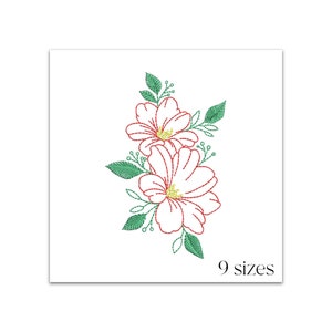 Flower embroidery design - 9 sizes - Botanical machine embroidery file - Floral embroidery pattern  - Instant download