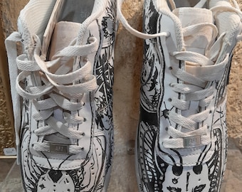 Custom Graffiti Sneakers - Hand Painted Urban Art Shoes - Personalized Streetwear [Modèle de chaussure, ex: AF1] - Unique Wearable Art Gift