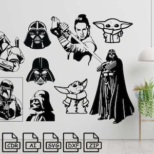 Star Wars cut svg dxf file wall sticker pdf silhouette template cnc cutting router digital vector instant download
