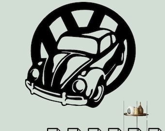 Beatle, vintage car svg dxf file wall sticker pdf silhouette template cnc cutting router digital vector instant download