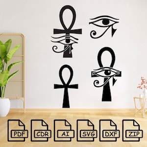 Ankh, ancient Egyptian hieroglyph, symbol svg file wall sticker pdf silhouette template cnc cutting router digital vector instant download