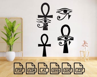 Ankh, ancient Egyptian hieroglyph, symbol svg file wall sticker pdf silhouette template cnc cutting router digital vector instant download