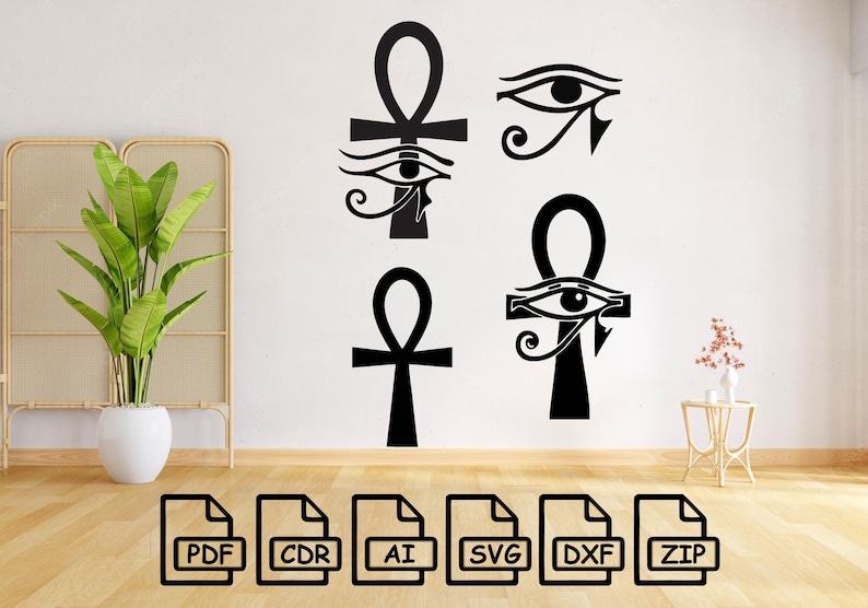 Ankh, Ancient Egyptian Hieroglyph, Symbol Svg File Wall Sticker Pdf ...