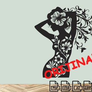 Woman body, naked woman svg dxf file wall sticker pdf silhouette template cnc cutting router digital vector instant download
