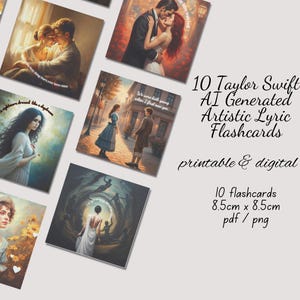 Taylor Swift AI Art Lyric Karteikarten | Ästhetik Vintage Ölgemälde | TTPD Liebhaber | Digitale Druckbare Karte Bücher Geschenke für Swifties Dekor