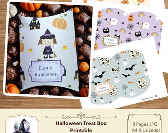 Spooky Sweetness: Halloween Treat Box Hand-painted Printable A4 and US letter (Digital Download)