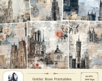 Gothic Rose junk journal pages  (JPGs, A4 & US Letter)