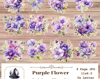 Coupes difficiles fleurs violettes : journal indésirable imprimable (téléchargement numérique)