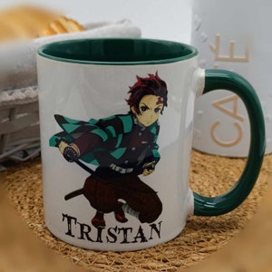 MUG Tanjiro nombre personalizado, Demon Slayers, taza de niño, taza de hombre, taza de cumpleaños, regalo de niño, taza de dibujos animados, para él