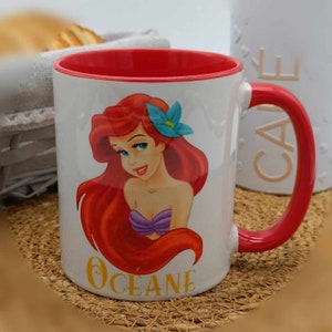 BECHER Ariel, die kleine Meerjungfrau, personalisierter Vorname, Die kleine Meerjungfrau, Cartoon-Tasse, Geburtstagstasse, Kindergeschenk, für sie