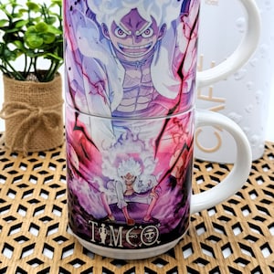 Luffy Gear 5 One Piece Stackable Manga Mugs with Personalized Name