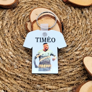 M&#39;BAPPE football key ring with personalized wooden name, name key ring, double-sided key ring, football key ring, football jersey key ring