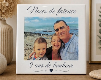 carreau de faïence avec photo et / où texte personnalisé 10x10 / 15x15 / 20x20 cm  idéal pour les noces de faïence