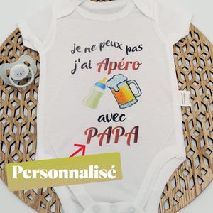spersonalizowane białe, różowe lub szare body niemowlęce, aperitif, personalizowane dla dziadka, wujka, ciotki, matki chrzestnej