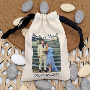 sac à dragées personnalisés, pochon personnalisés baptême mariage anniversaire, sachets dragées personnalisés photo, sac cadeaux dragées