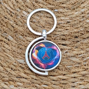 PSG football key ring with personalized steel name, name key ring, double-sided key ring, football key ring, football supporter key ring