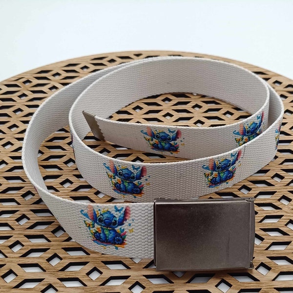 Ceinture Stitch , ceinture dessin animé, cadeau anniversaire, cadeau enfant, ceinture taille unique, pantalon stitch, pour lui, pour elle