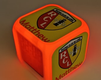 Réveil RC Lens lumineux personnalisé prénom , cadeaux anniversaire personnalisé, réveil football, réveil enfant Racing Club de Lens