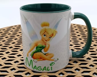 MUG Fée Clochette personnalisé prénom, mug fille, mug dessin animé, tasse prénom, tasse anniversaire, fête des mères, tasse sœur amie