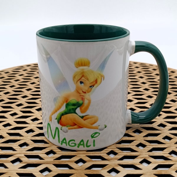 MUG Fée Clochette personnalisé prénom, mug fille, mug dessin animé, tasse prénom, tasse anniversaire, fête des mères, tasse sœur amie