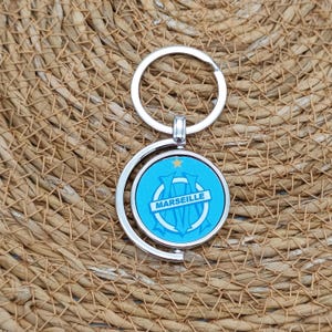 OM football key ring with personalized first name, steel first name key ring, double-sided key ring, football key ring, football supporter key ring