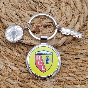 RC Lens steel football key ring, football ball and shoe key ring, Lens key ring, football key ring, football supporter key ring