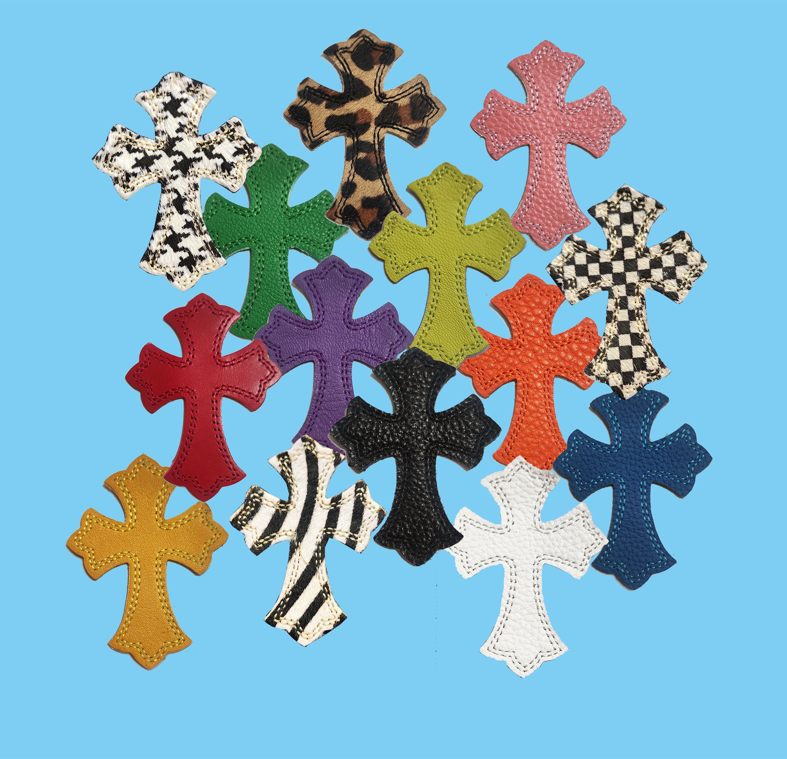 Gothic Cross Iron On Applique patch **27 Colours** Chrome Heart Cross  Religious