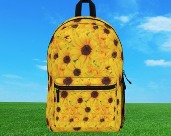 Sunflower Backpack, Bag for Flower Lovers, Gardener Gift, Yoga Bag For Her, Travel Backpack, Happy Gift, Storage Bag for Work, School Bag