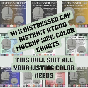 Distressed Cap Size Color Chart, Store Creator, District DT600 Key Features,Print on Demand Product List, POD Caps,Digital, Variety Colours