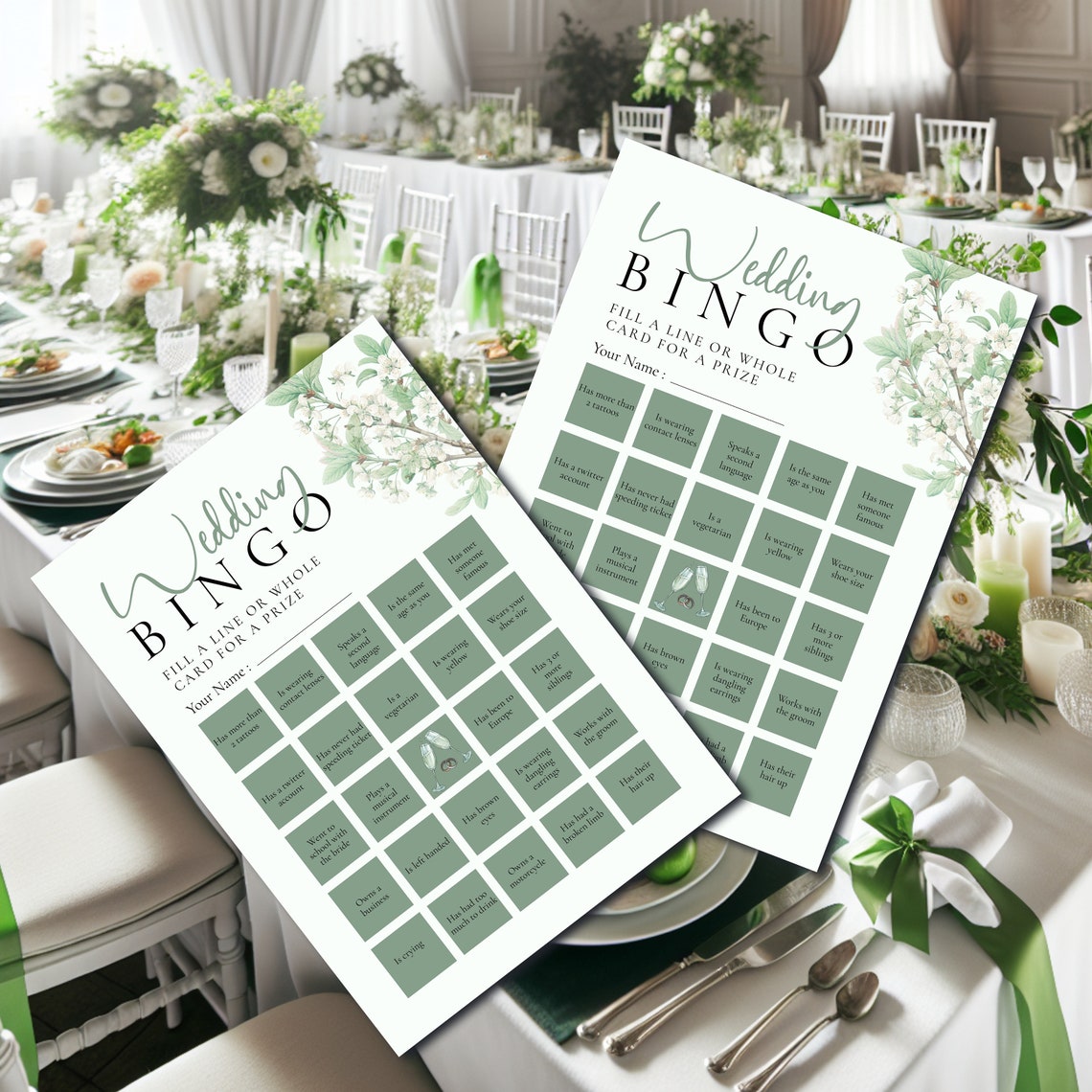 Wedding Bingo Game, Fun Quiz for Wedding Guests, Bridal Party, Groom ...