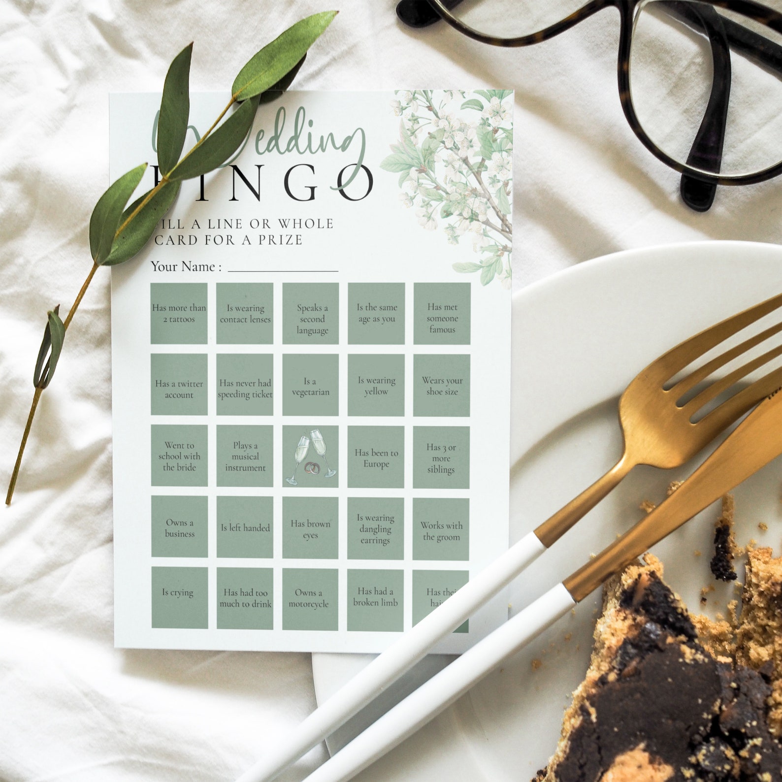 Wedding Bingo Game, Fun Quiz for Wedding Guests, Bridal Party, Groom ...