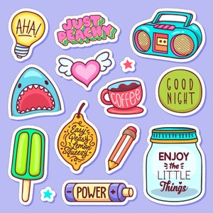 Set di adesivi stampabili Avventure eclettiche - 14 disegni dinamici per una creatività senza fine!