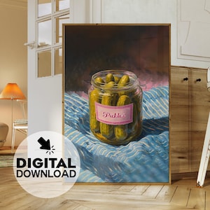 Pickles Jar Art Print, Fun Food Poster, Kitchen Art, Colorful Pickle Lovers, Gift For Pickle Lovers, Food Print !!!DIGITAL DOWNLOAD!!!